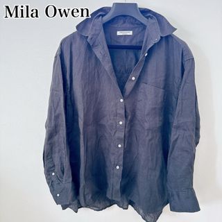 ミラオーウェン(Mila Owen)のミラオーウェン　リネンシャツ　チャコールグレー　フリーサイズ　麻100%(シャツ/ブラウス(長袖/七分))