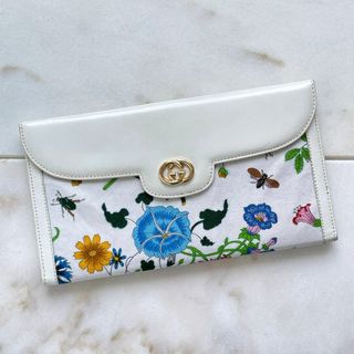 GUCCI オールドグッチ GG フローラ 花柄 長札入 長財布 アイボリー