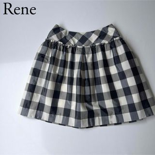 ルネ(René)の美品　Rene ルネ　チェックスカート　フレアスカート　TISSU社製生地(ひざ丈スカート)