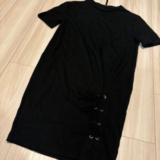 ストラディバリウス(stradivarius)のストラディヴァリウス  ロング丈カットソー  ブラック(Tシャツ(半袖/袖なし))