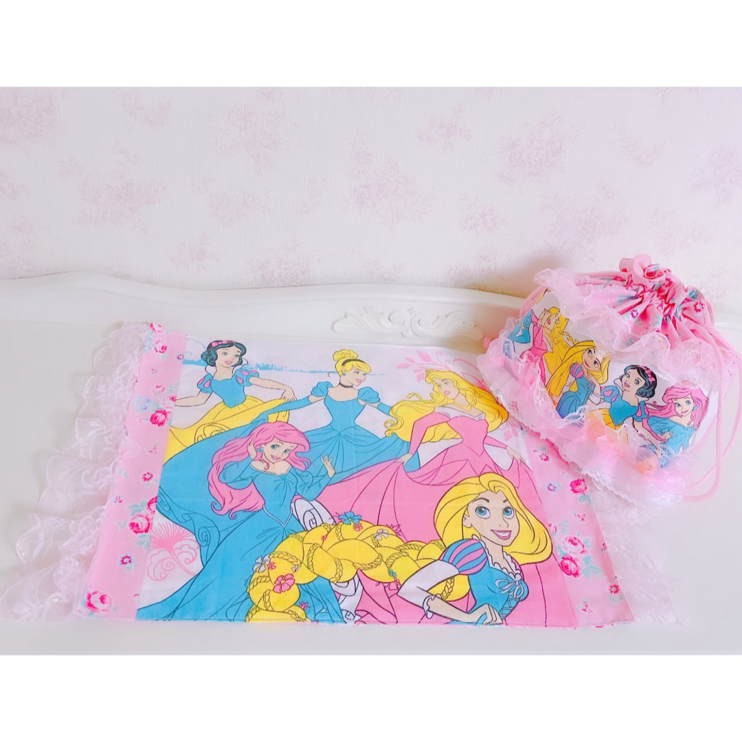 プリンセス　お弁当　セット　巾着　袋　ランチョンマット ハンドメイドのファッション小物(バッグ)の商品写真
