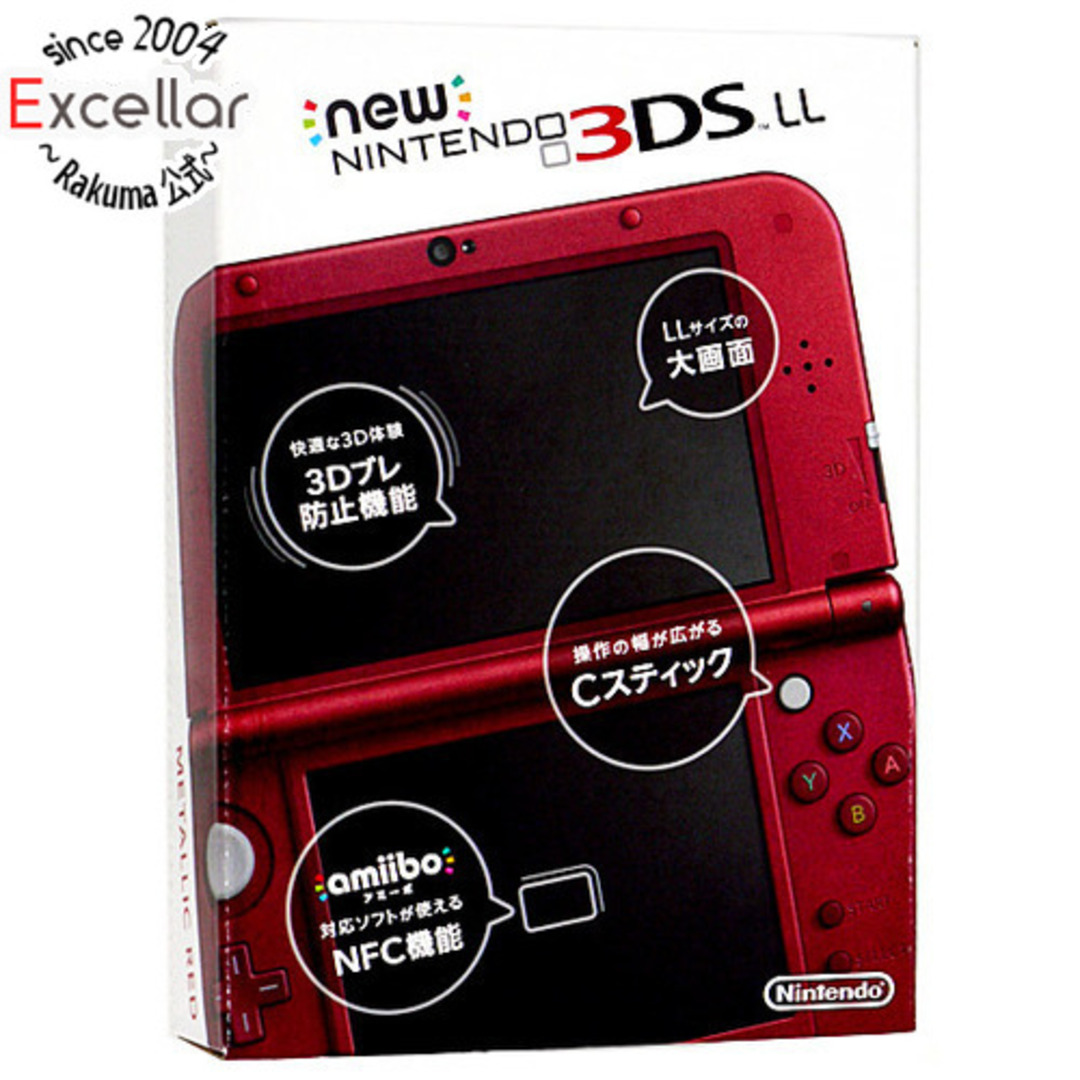 ニンテンドー3DS(ニンテンドー3DS)の任天堂　Newニンテンドー3DS LL メタリックレッド　本体のみ 元箱あり エンタメ/ホビーのゲームソフト/ゲーム機本体(携帯用ゲーム機本体)の商品写真