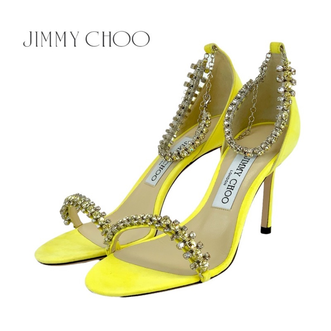 JIMMY CHOO(ジミーチュウ)のジミーチュウ JIMMY CHOO サンダル 靴 シューズ スエード イエロー 未使用 ビジュー アンクルストラップ パーティーシューズ レディースの靴/シューズ(サンダル)の商品写真