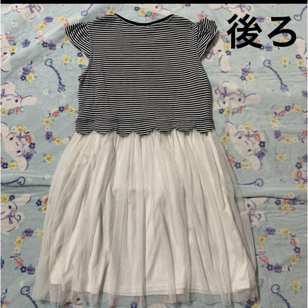 anyFAM(エニィファム)のanyFAM ワンピース　150 美品　ブラック　ホワイト　ボーダー キッズ/ベビー/マタニティのキッズ服女の子用(90cm~)(ワンピース)の商品写真