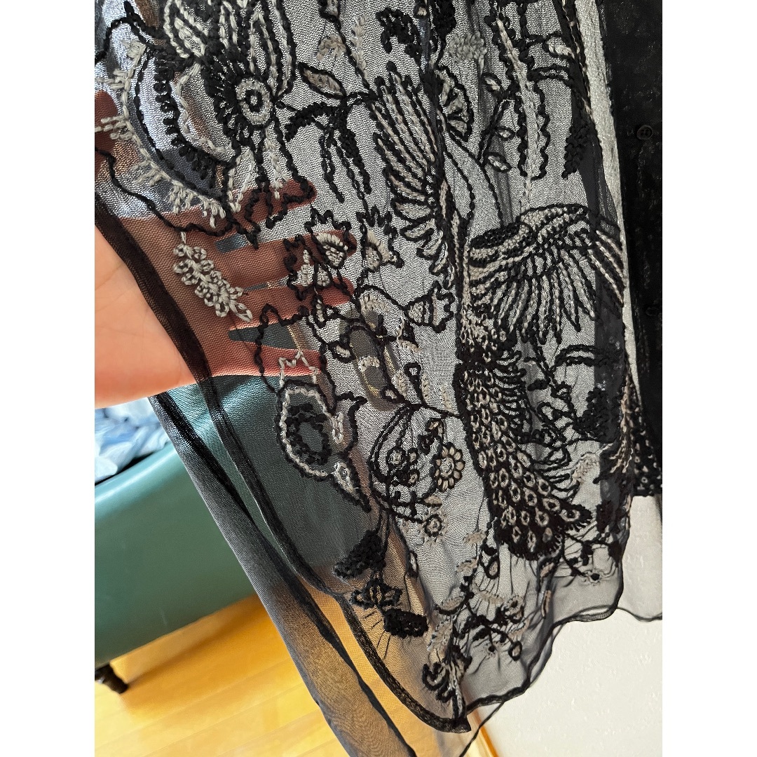 ZARA - 美品 ZARA 刺繍チュール シアーロングブラウスの通販 by
