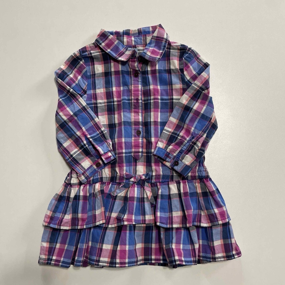 babyGAP(ベビーギャップ)のbaby gap チェックシャツワンピース　18-24m キッズ/ベビー/マタニティのキッズ服女の子用(90cm~)(ワンピース)の商品写真