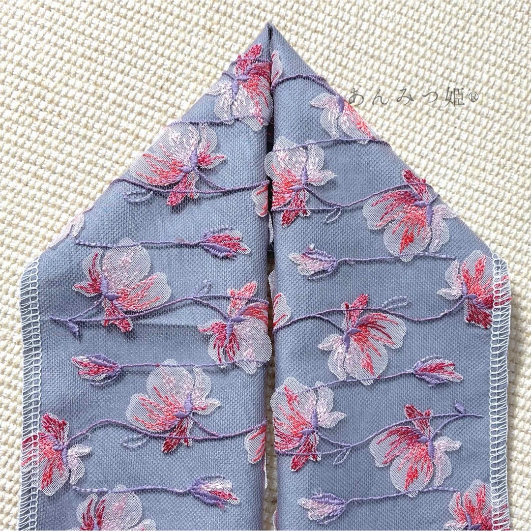 洗える刺繍半衿  シフォンフラワー レディースの水着/浴衣(和装小物)の商品写真