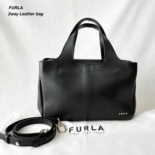 フルラ(Furla)の美品 フルラ エルサ 2way レザー ハンドバッグ 斜めがけ お洒落 上品 黒(ハンドバッグ)