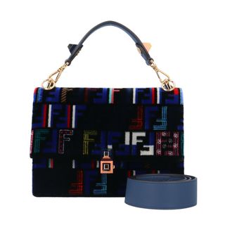 フェンディ(FENDI)のフェンディ キャナイ ショルダーバッグ ベルベット 8BT283　A06W ブルー レディース FENDI  中古(ショルダーバッグ)