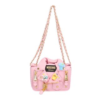 モスキーノ バイカー ショルダーバッグ レザー ピンク レディース MOSCHINO  中古