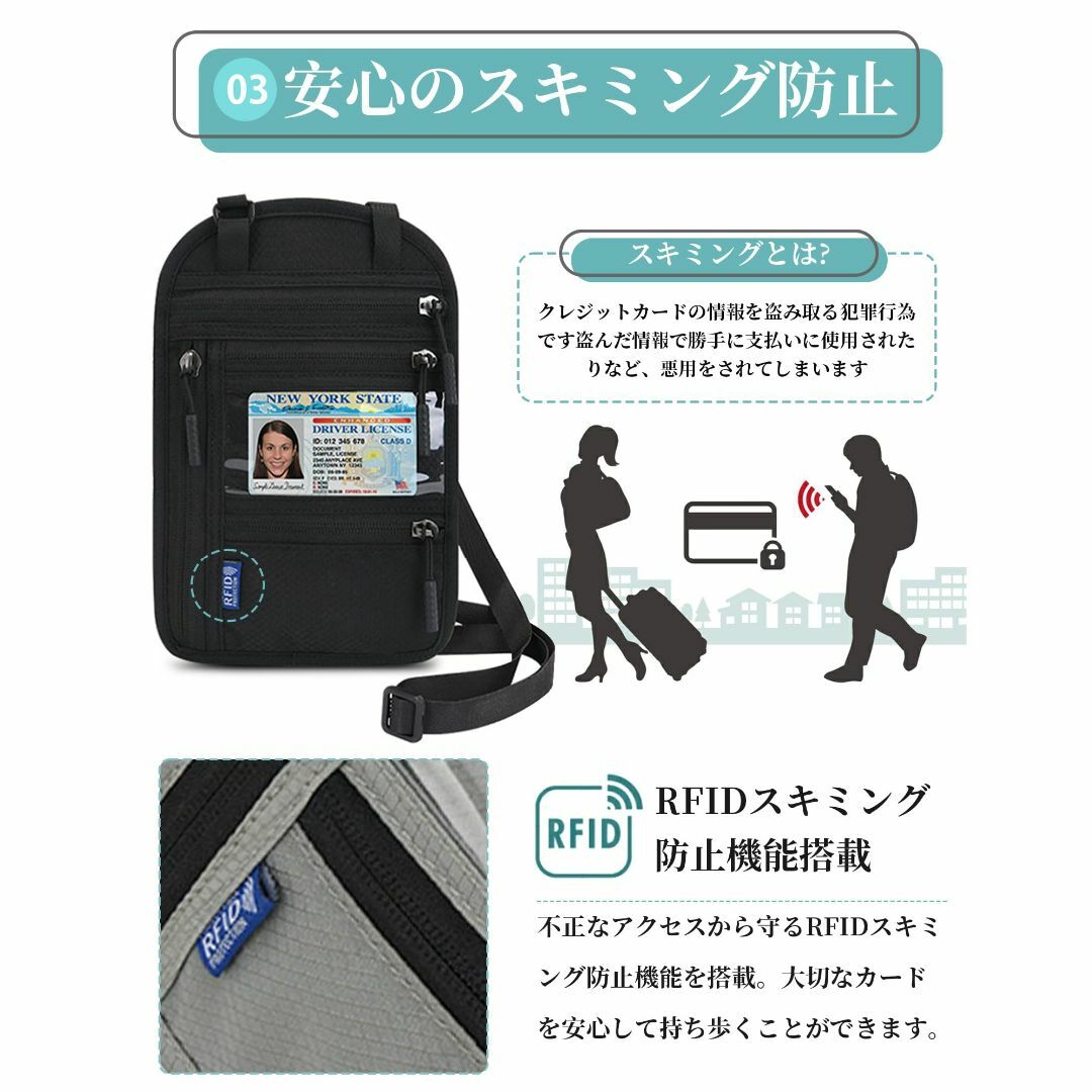 色:レイクブルーパスポートケース 首下げ RFID スキミング防止 セキュリ その他のその他(その他)の商品写真