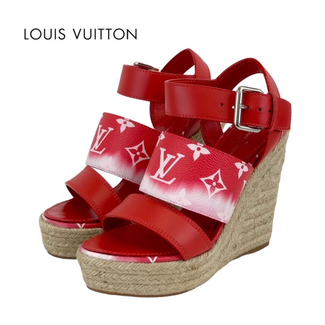 LOUIS VUITTON(ルイヴィトン)のルイヴィトン LOUIS VUITTON スターボードライン モノグラム サンダル 靴 シューズ レザー レッド 未使用 エスパドリーユ ウェッジソール レディースの靴/シューズ(サンダル)の商品写真