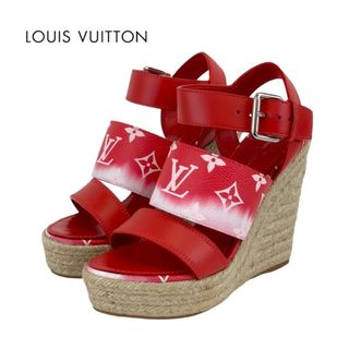 ルイヴィトン(LOUIS VUITTON)のルイヴィトン LOUIS VUITTON スターボードライン モノグラム サンダル 靴 シューズ レザー レッド 未使用 エスパドリーユ ウェッジソール(サンダル)