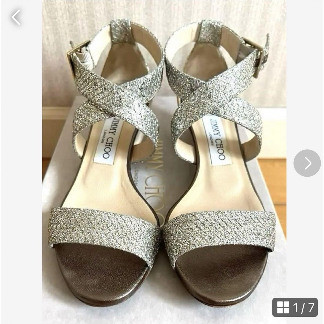 JIMMY CHOO(ジミーチュウ)の超美品♪ JIMMY CHOO  グリッタークロスサンダル レディースの靴/シューズ(サンダル)の商品写真