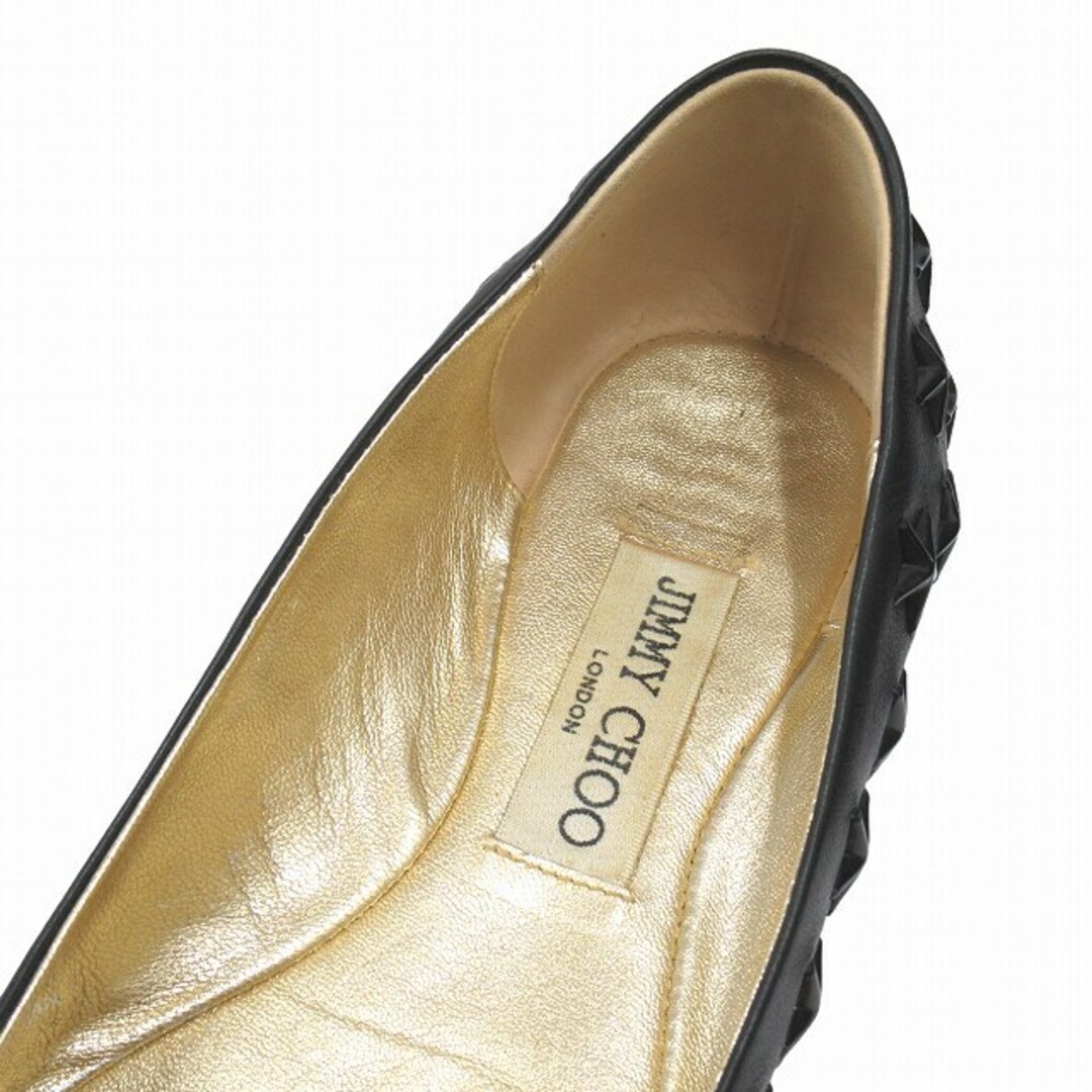 JIMMY CHOO(ジミーチュウ)の美品 ジミーチュウ スタースタッズ ナッパレザー フラット シューズ 36.5 レディースの靴/シューズ(ハイヒール/パンプス)の商品写真