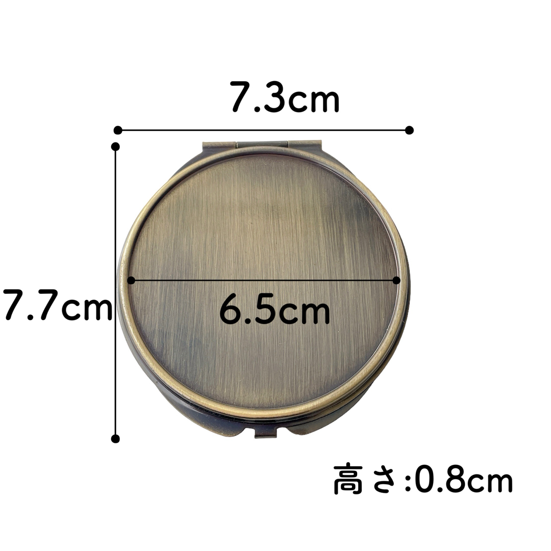 コンパクトミラー  アンティークゴールド 5個セット　デコ土台 両面ミラー ハンドメイドの素材/材料(各種パーツ)の商品写真