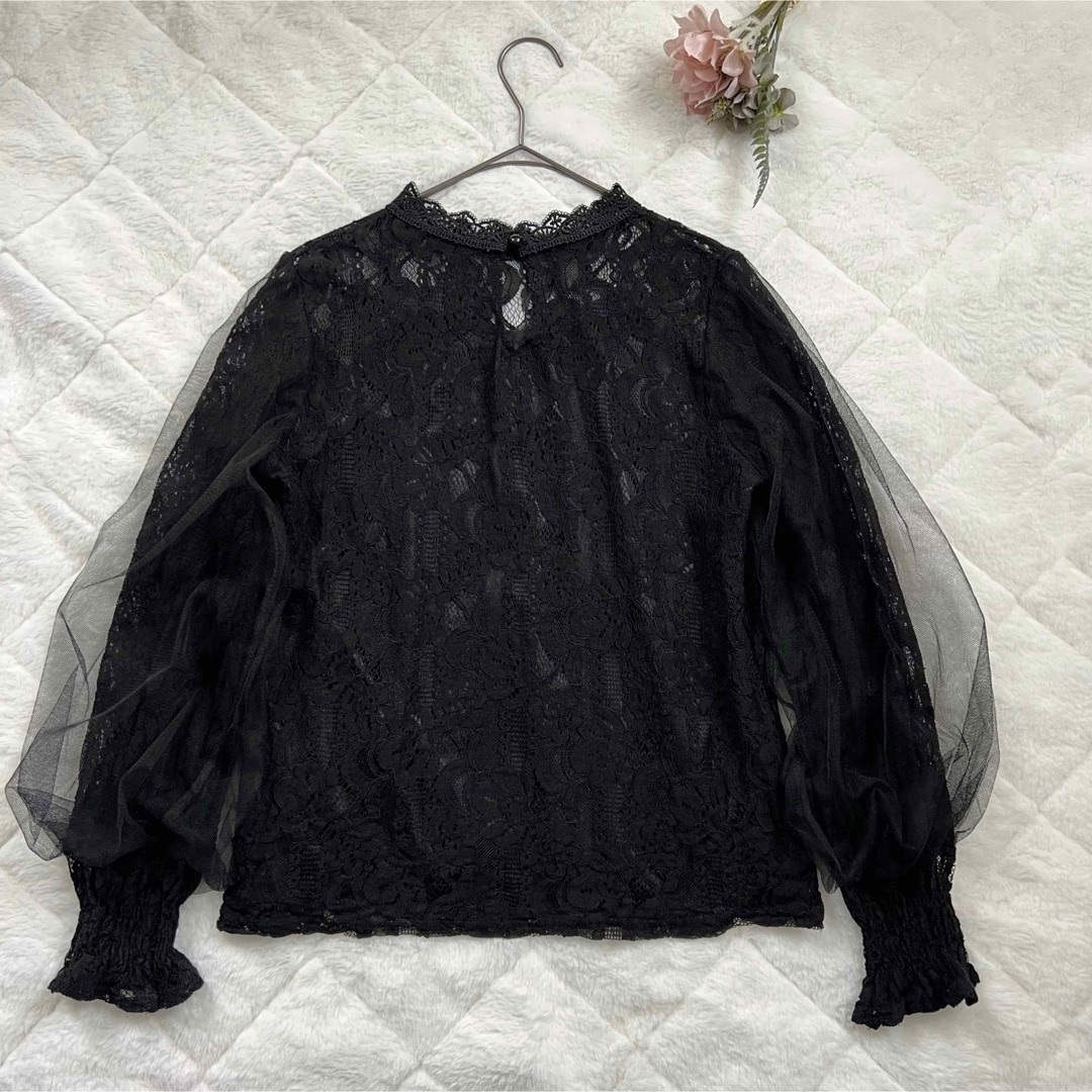 Eimee Lawエイミーロウ　チューブスリーブレースブラウス38M☆ブラック レディースのトップス(シャツ/ブラウス(長袖/七分))の商品写真