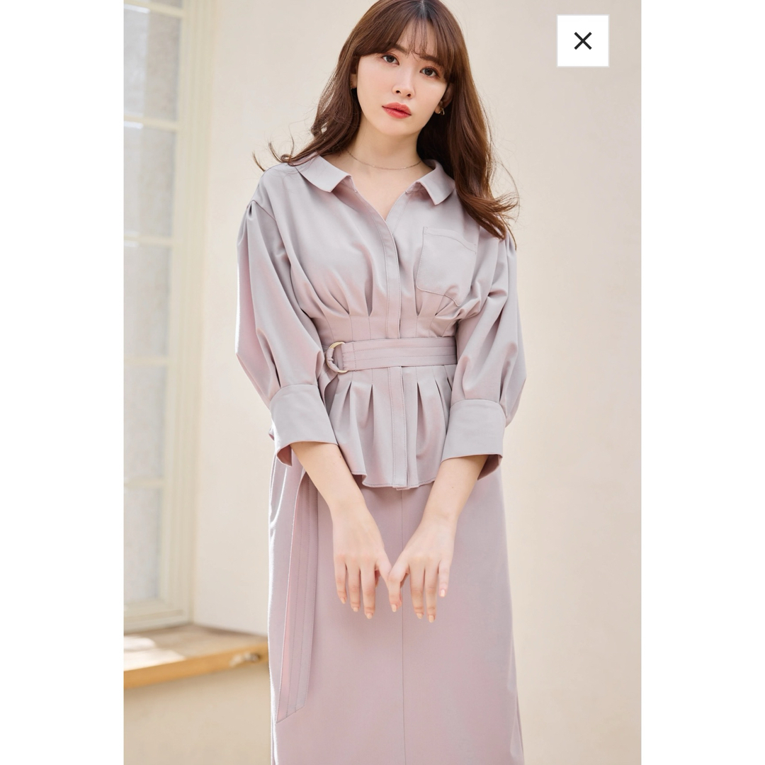 Her lip to(ハーリップトゥ)のBelted Denim Effect Shirt Dress レディースのワンピース(ロングワンピース/マキシワンピース)の商品写真