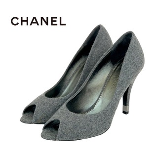 シャネル(CHANEL)のシャネル CHANEL パンプス 靴 シューズ フェルト グレー ココマーク(ハイヒール/パンプス)