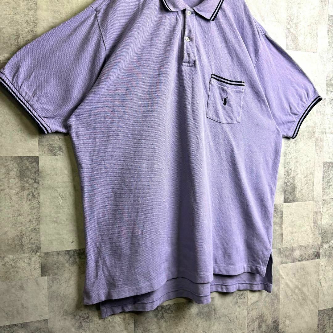 POLO RALPH LAUREN(ポロラルフローレン)の希少デザイン ポロバイラルフローレン リンガー ポロシャツ 鹿子 半袖 紫 XL メンズのトップス(ポロシャツ)の商品写真