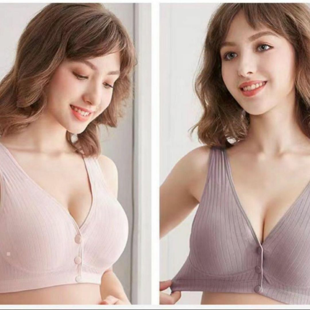 授乳ブラジャー Ｌ 2枚セット　ピンク　 グレー マタニティブラ ノンワイヤー レディースの下着/アンダーウェア(ブラ)の商品写真