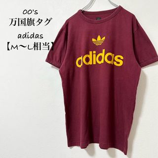 adidas - 美品★00s★adidas/アディダス★半袖リンガーTシャツ★赤茶×黄★ML相当