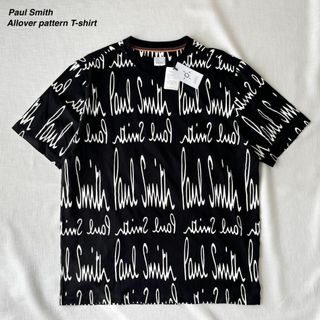 ポールスミス(Paul Smith)の未使用 ポールスミス 総柄Tシャツ 半袖 合わせやすい お洒落 ブラック XL(Tシャツ/カットソー(半袖/袖なし))