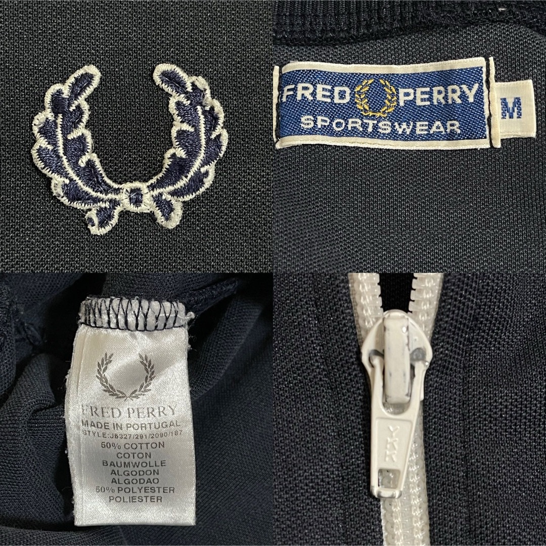 FRED PERRY(フレッドペリー)の80s M】フレッドペリー刺繍トラックジャケットFred古着ジャージ　紺ネイビー メンズのトップス(ジャージ)の商品写真