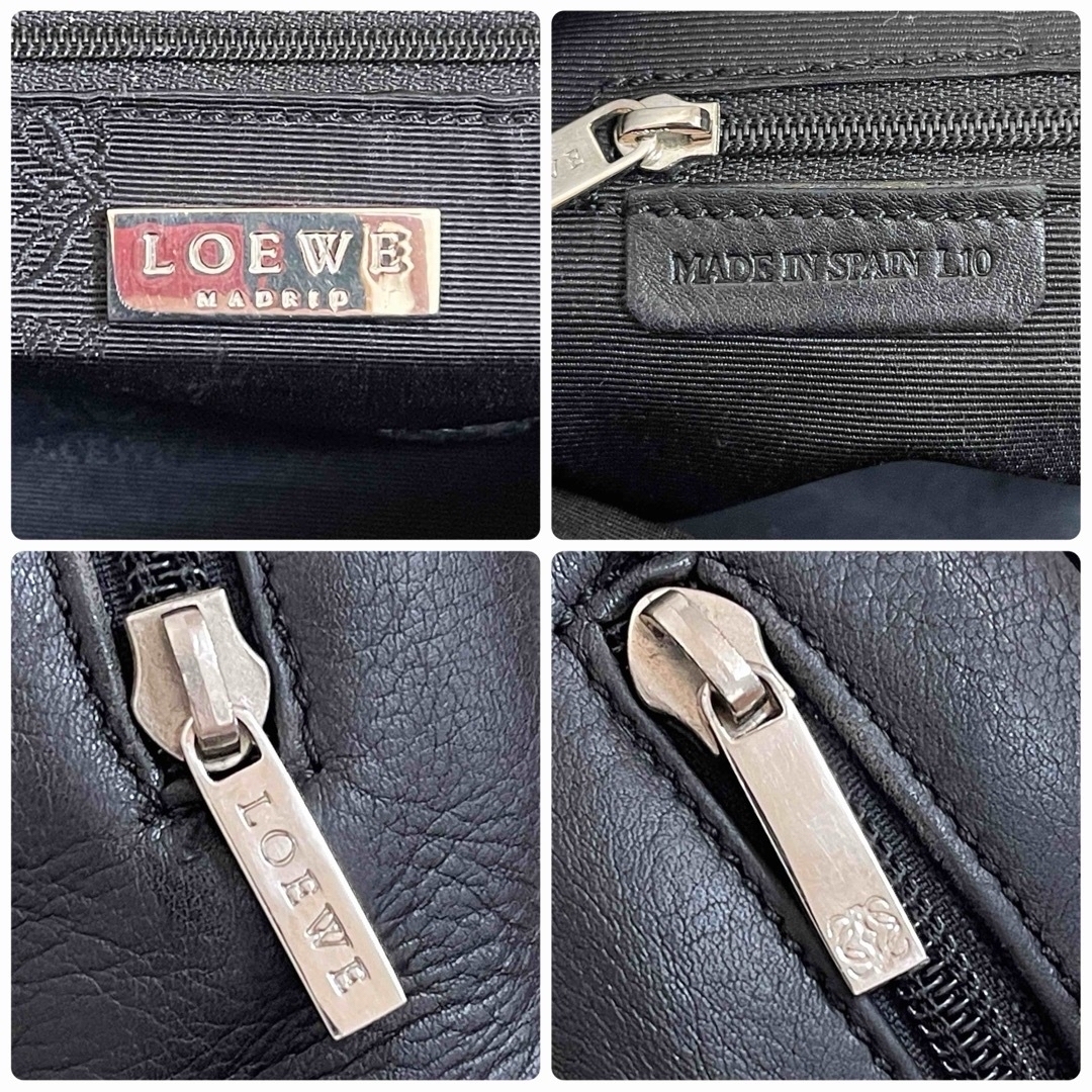 LOEWE(ロエベ)の美品　ロエベ　セカンドバッグ　アナグラム　レザー　ロゴ金具　裏地総柄　ブラック メンズのバッグ(セカンドバッグ/クラッチバッグ)の商品写真