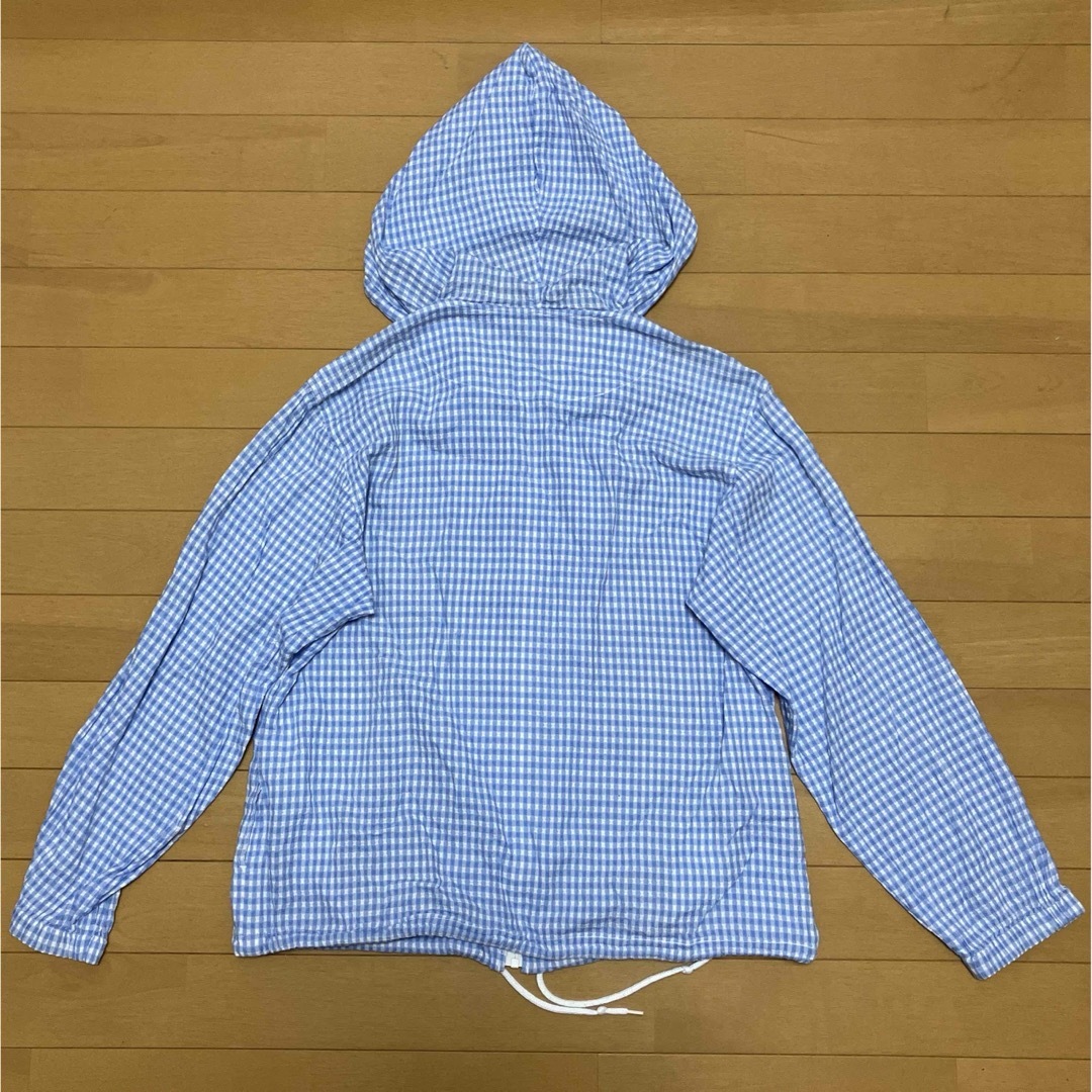 パーカー　ブルー　チェック柄　150 キッズ/ベビー/マタニティのキッズ服女の子用(90cm~)(ジャケット/上着)の商品写真