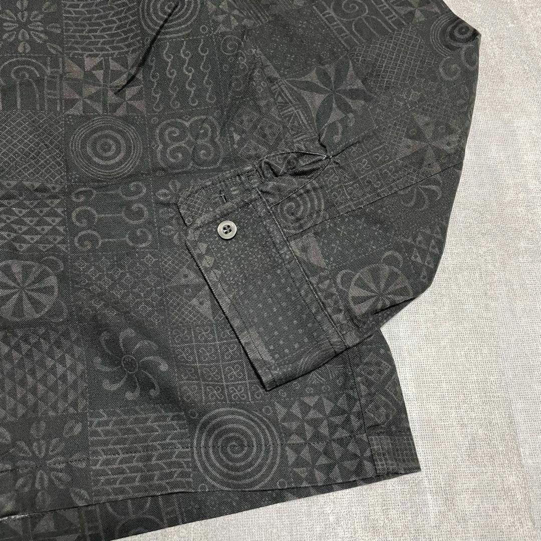 natuRAL vintage(ナチュラルヴィンテージ)のオープンカラーシャツ 長袖 アート 総柄 コットン 綿 M ブラック メンズのトップス(シャツ)の商品写真