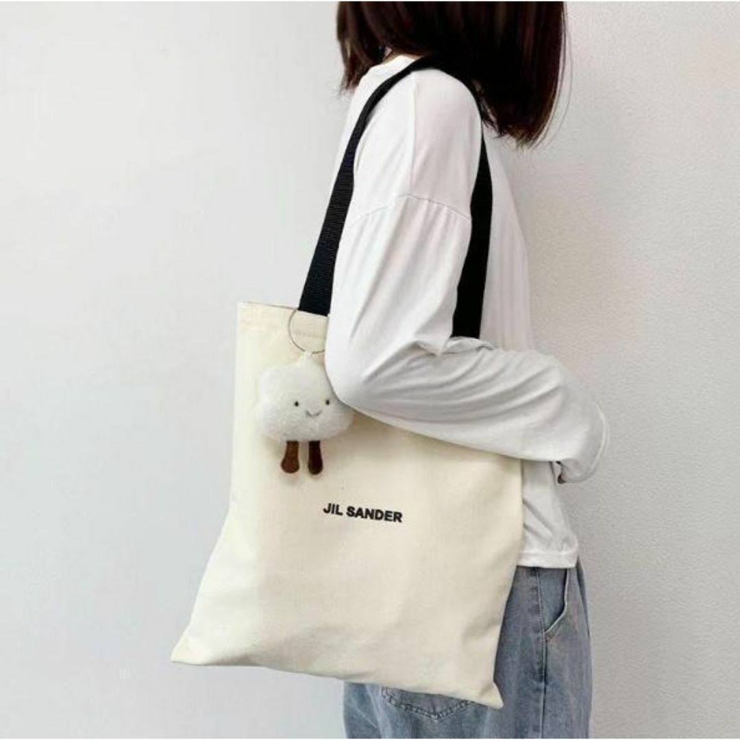 JIL SANDER　ジルサンダー　キャンバス　トートバッグ　ホワイト レディースのバッグ(トートバッグ)の商品写真