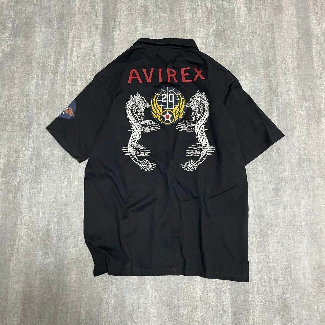 AVIREX(アヴィレックス)のポロシャツ 半袖 アヴィレックス 刺繍ロゴ XL コットン 綿 ブラック 綿 メンズのトップス(ポロシャツ)の商品写真