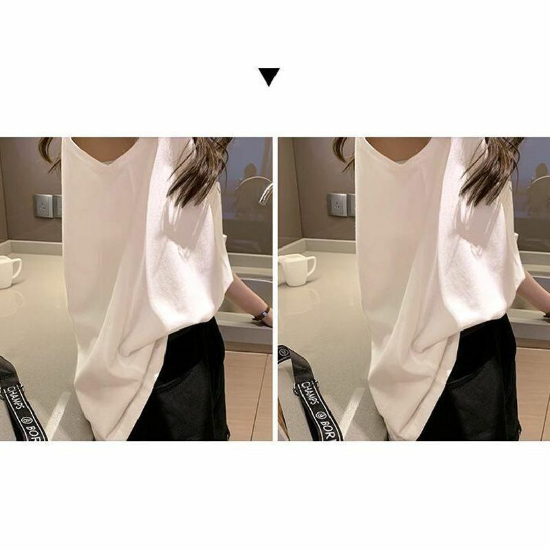 【L176-3】Tシャツ　レディース　半袖　ノースリーブ　白　L　夏　涼しい レディースのトップス(Tシャツ(半袖/袖なし))の商品写真