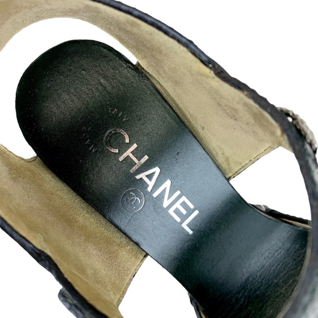 CHANEL(シャネル)のシャネル CHANEL サンダル 靴 シューズ レザー ウッド ブラック ココマーク ウェッジソール レディースの靴/シューズ(サンダル)の商品写真