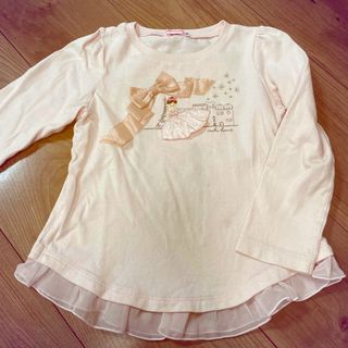 ミキハウス(mikihouse)のミキハウス　ロンT 110cm 女の子　リボン　ピンク(Tシャツ/カットソー)