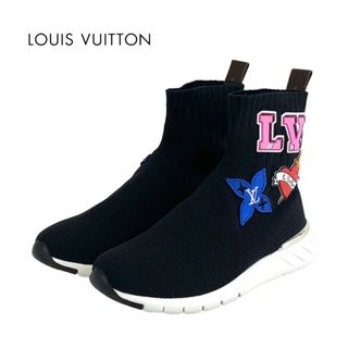 ルイヴィトン(LOUIS VUITTON)のルイヴィトン LOUIS VUITTON ブラックハートライン スニーカー 靴 シューズ ファブリック ブラック 未使用 ソックススニーカー ワッペン ニット(スニーカー)