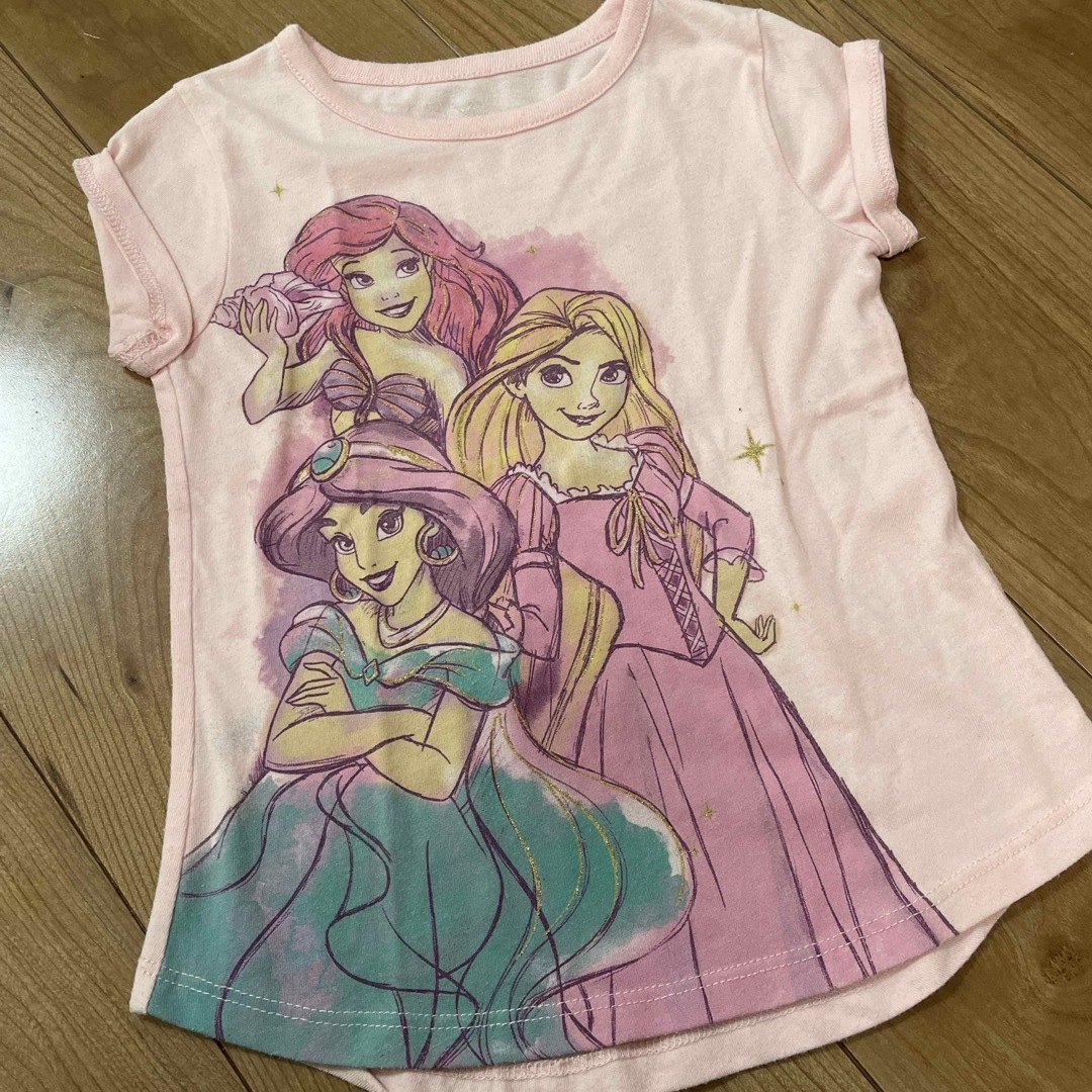Disney(ディズニー)のプリンセス　ラメプリント　Tシャツ　女の子　ピンク キッズ/ベビー/マタニティのキッズ服女の子用(90cm~)(Tシャツ/カットソー)の商品写真