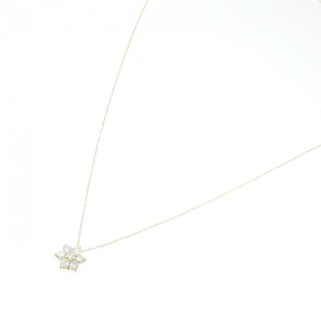 K18YG フラワー ダイヤモンド ネックレス 0.30CT レディースのアクセサリー(ネックレス)の商品写真