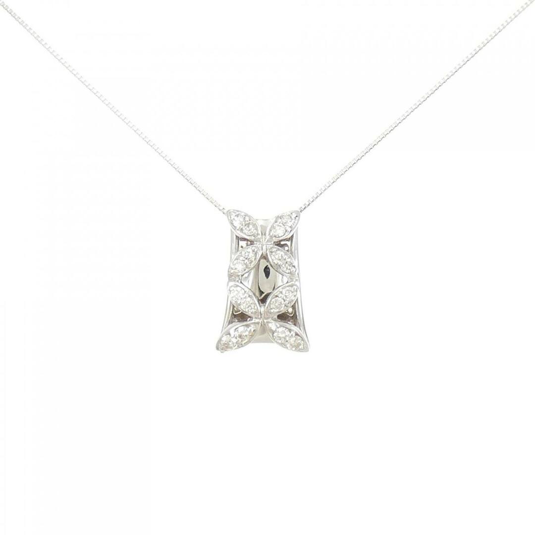 K18WG フラワー ダイヤモンド ネックレス 0.30CT レディースのアクセサリー(ネックレス)の商品写真