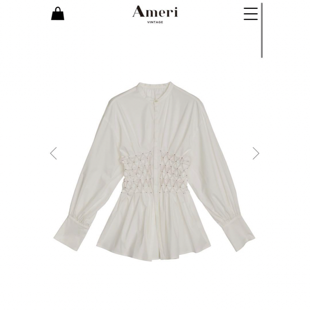 Ameri VINTAGE(アメリヴィンテージ)のAMERI BLOOM SHIRRING SHIRT レディースのトップス(シャツ/ブラウス(長袖/七分))の商品写真