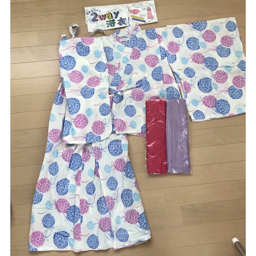 2ウェイ浴衣　140サイズ キッズ/ベビー/マタニティのキッズ服女の子用(90cm~)(甚平/浴衣)の商品写真