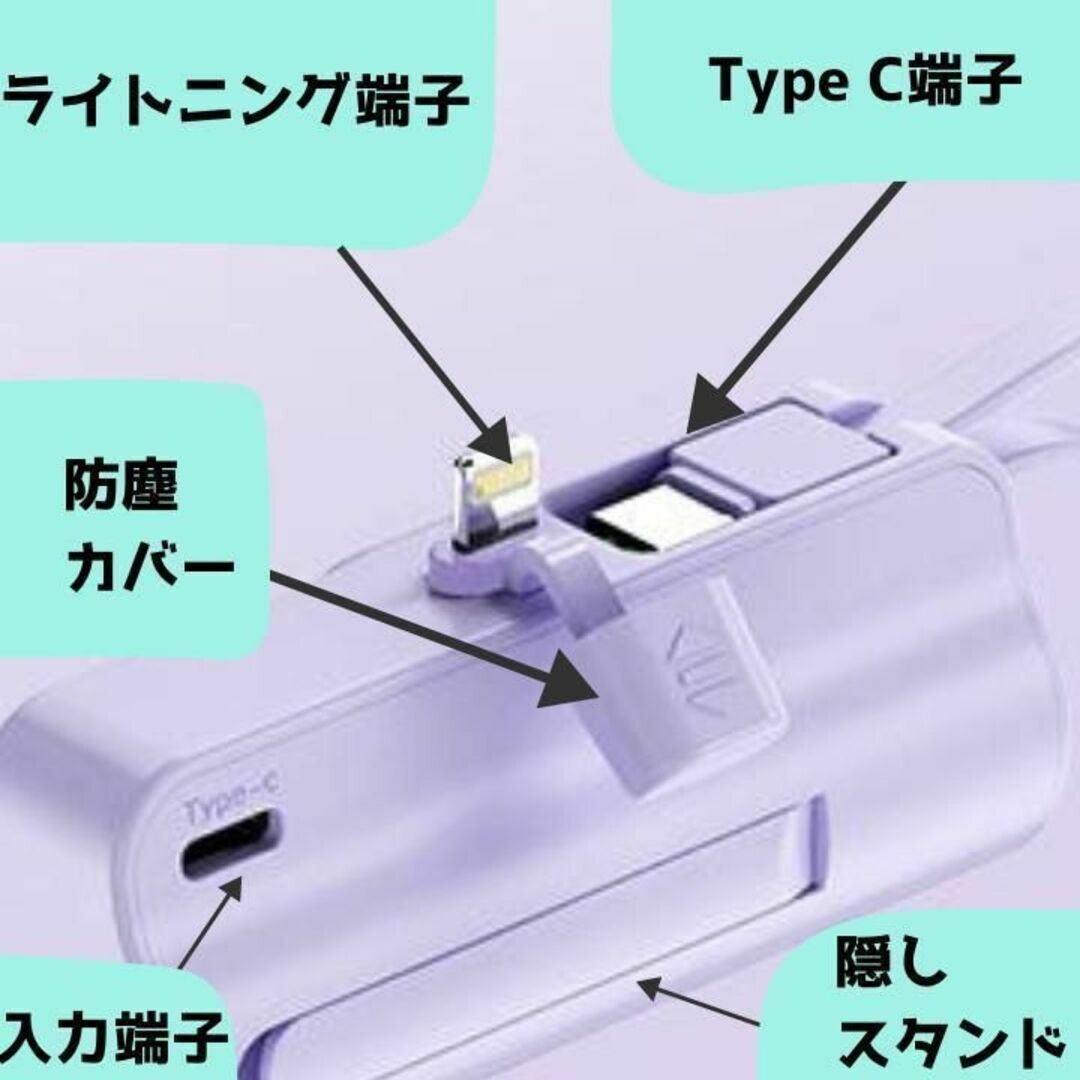 モバイルバッテリー 小型 軽量 シリーズ上位機種 iPhone Android スマホ/家電/カメラのスマートフォン/携帯電話(バッテリー/充電器)の商品写真