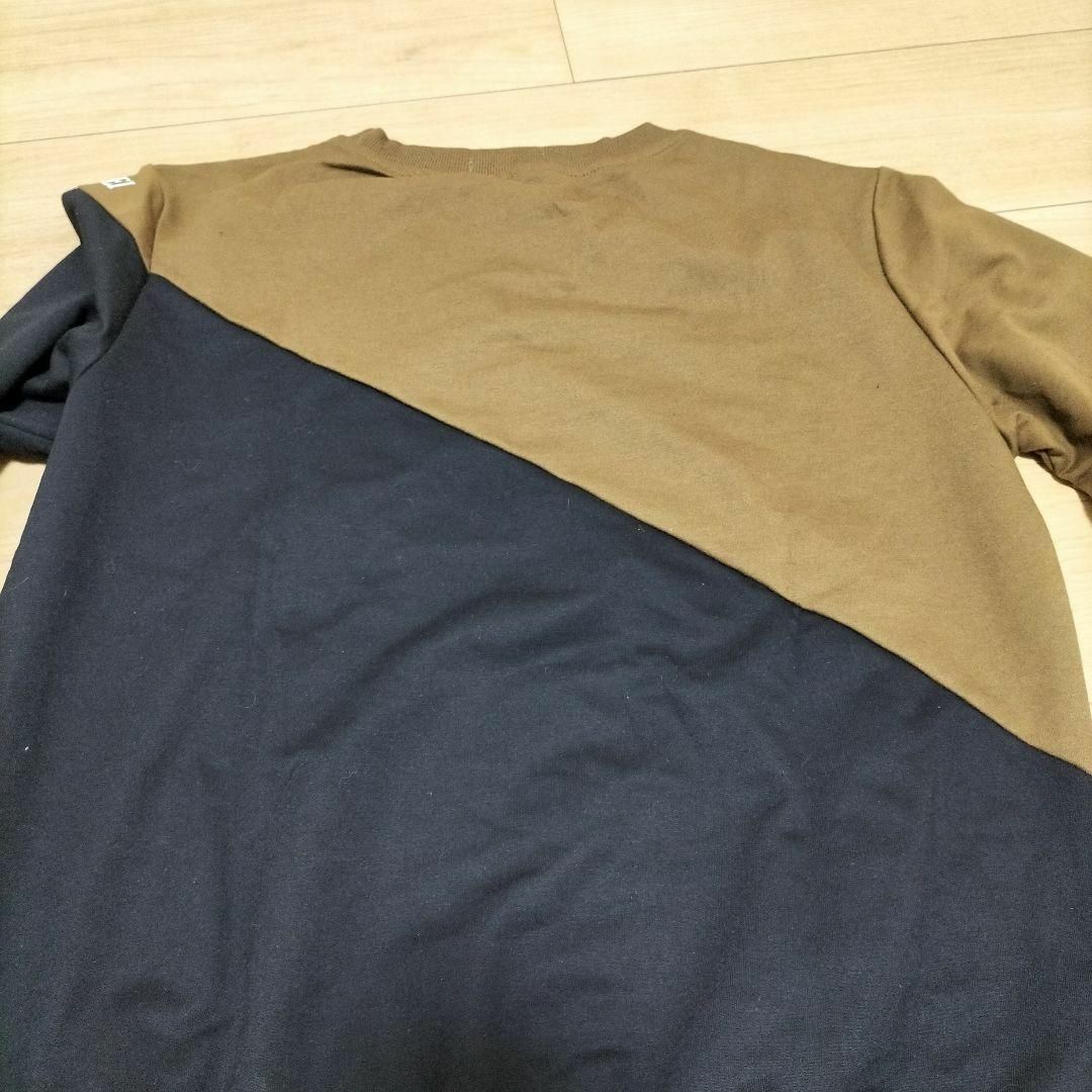 Tシャツ カットソー 長袖 ロゴ バイカラー ブラウン ブラック メンズライク レディースのトップス(Tシャツ(長袖/七分))の商品写真