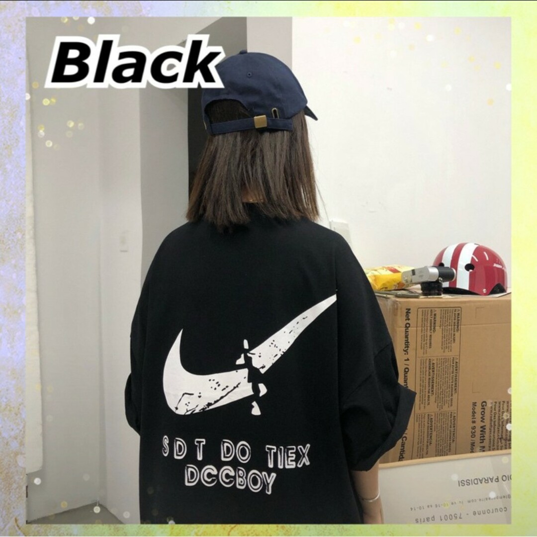 ストリート バックプリント Tシャツ オーバーサイズ 韓国 メンズ レディース レディースのトップス(Tシャツ(半袖/袖なし))の商品写真