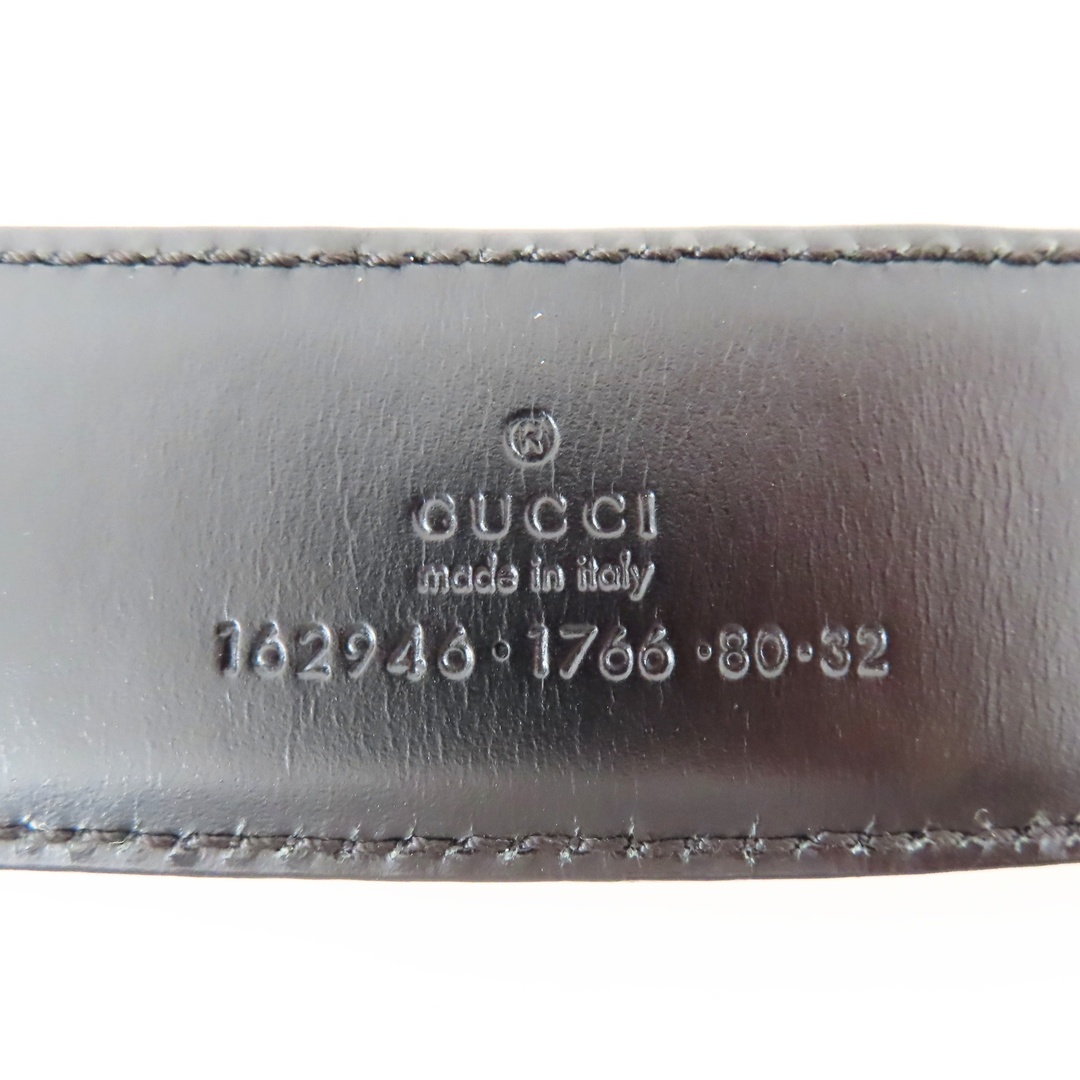 Gucci(グッチ)のM05 GUCCI グッチ グッチシマ レザー ベルト ブラック サイズ 80 162946 メンズのファッション小物(ベルト)の商品写真