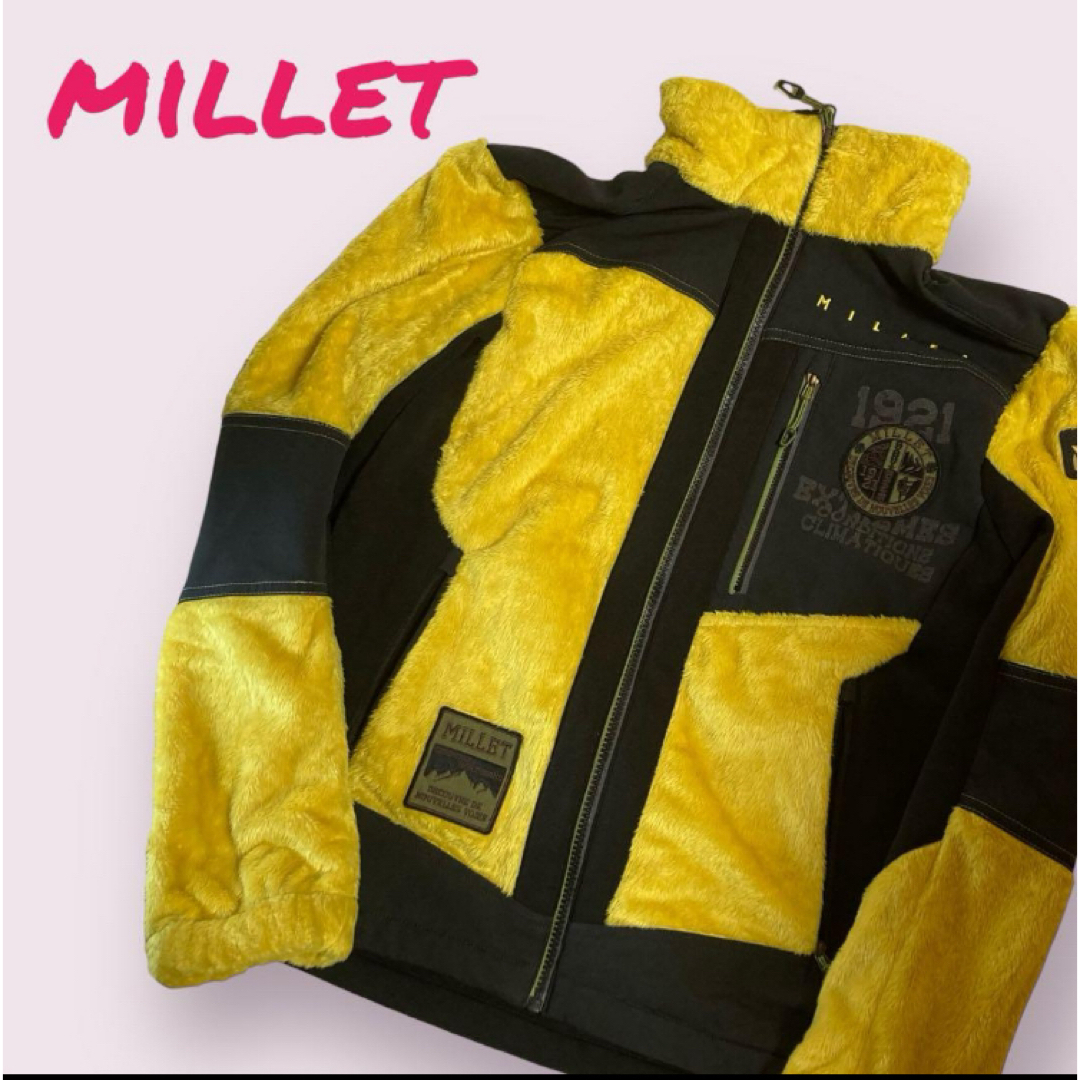 MILLET(ミレー)のMILLET フリースジャケット 95サイズ 男女兼用 黒×黄色 スポーツ/アウトドアのアウトドア(登山用品)の商品写真