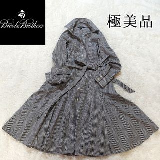 ブルックスブラザース(Brooks Brothers)の【極美品】ブルックスブラザーズ シャツワンピース チェック ベルト ポケット有(ロングワンピース/マキシワンピース)