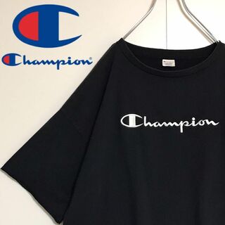 チャンピオン(Champion)の【オーバーサイズ】チャンピオン　刺繍ロゴ入りTシャツ　袖カットオフ　A1151(Tシャツ/カットソー(半袖/袖なし))
