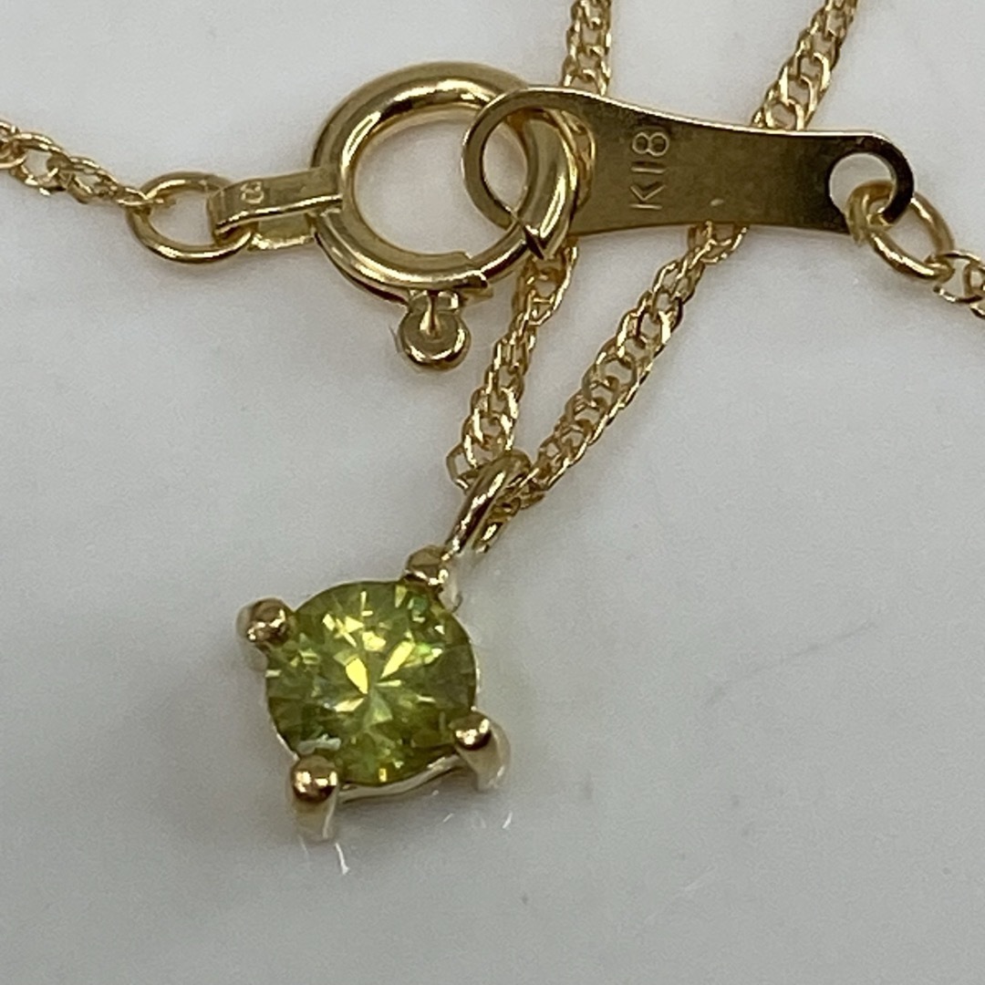 k18YG 18金　AU750 天然スフェーン　プチネックレス レディースのアクセサリー(ネックレス)の商品写真